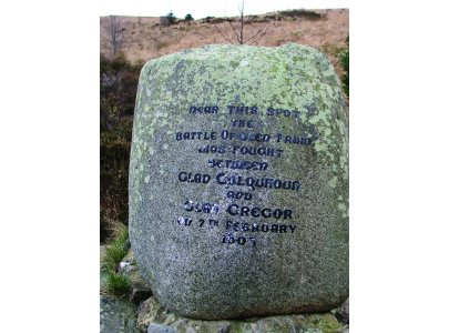 The stone commemorates the 1603 Battle of Glen Fruin between MacGregor and Colquhoun clansmen
